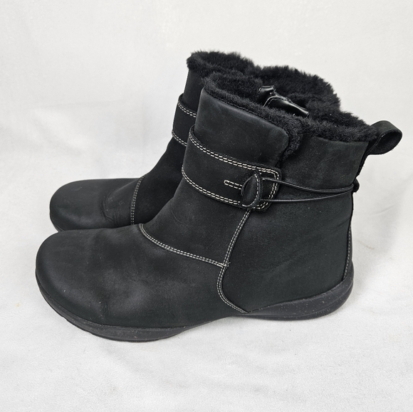 Clarks Suede Leather Roswell Ankle Boot Black Size 11 - Picture 3 of 9